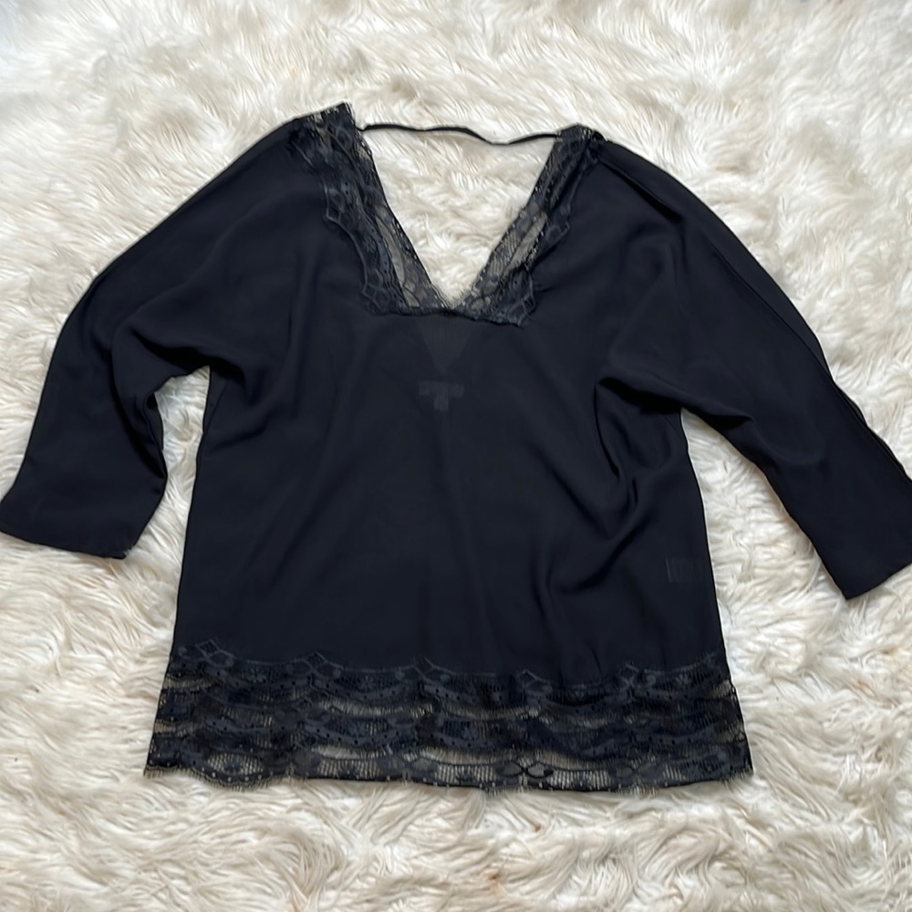 Charming Charlie black size small blouse with lace detail